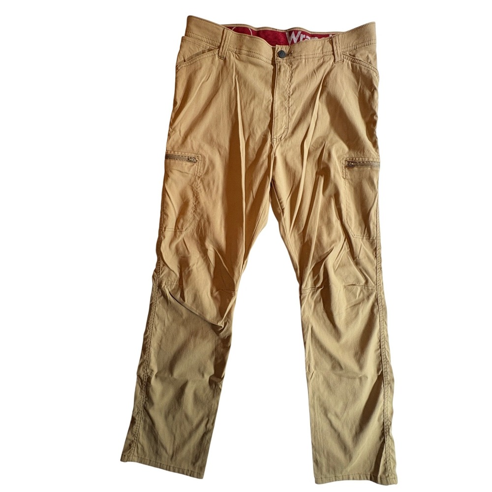 Wrangler Cargo Pants Mens 36x32 Tan Nylon Stretch Outdoor Hiking Work Pants